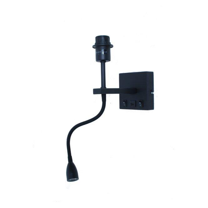 Artdelight Quad Wandlamp zwart met flex leeslamp & USB