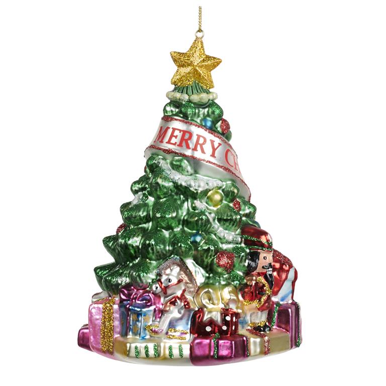 Goodwill Kerstbal-Kerstboom met Pakjes Glas Groen H 17 55 cm