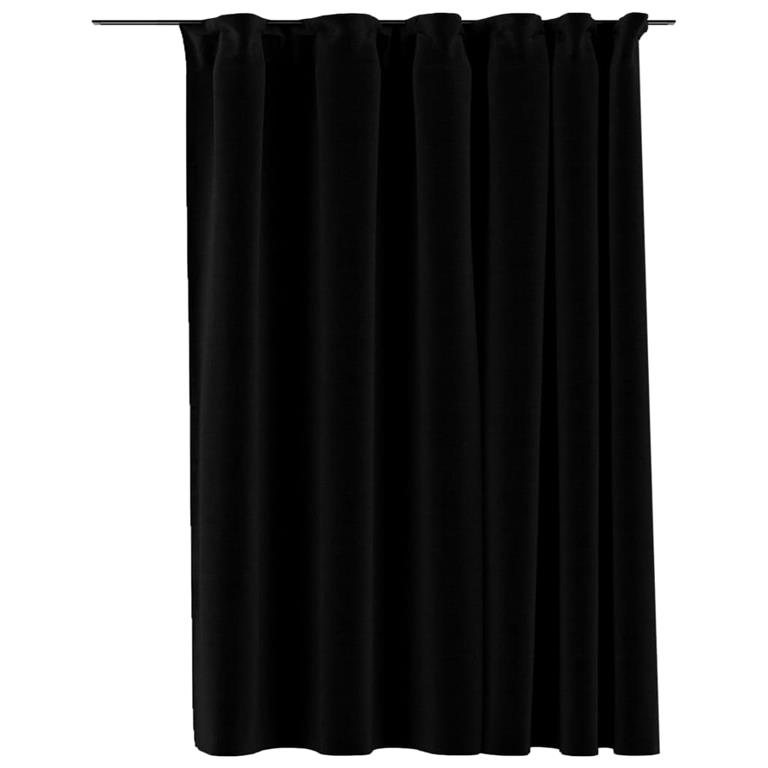 VidaXL Gordijn linnen-look verduisterend met haken 290x245 cm zwart