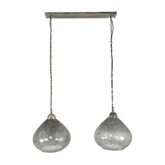 Hoyz Collection Hoyz Hanglamp 2L bell clearstone Oud zilver