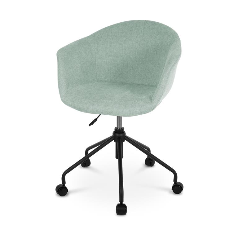 Nolon Nout bureaustoel zacht groen met armleuningen zwart onderstel