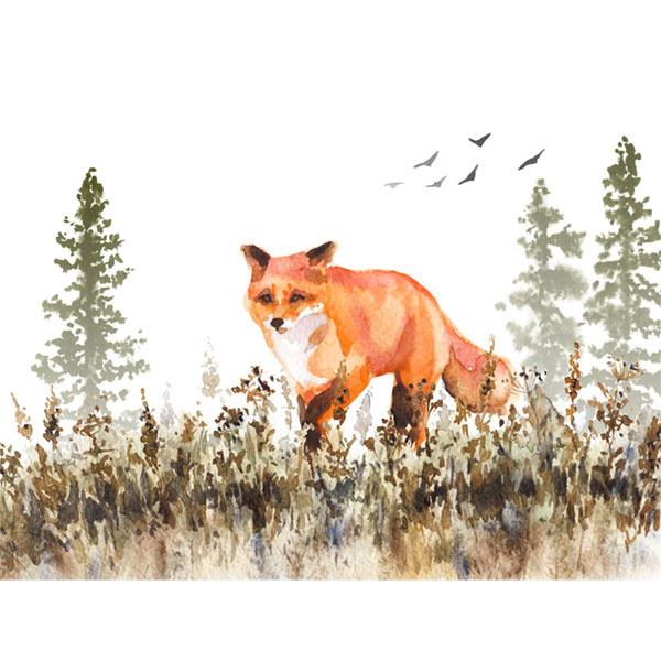 Sweet Living Canvas Schilderij Walking Fox B120 x L80 cm