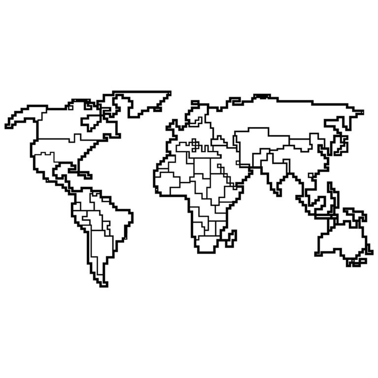 Homemania Wanddecoratie World Map 11 100x53 cm metaal zwart