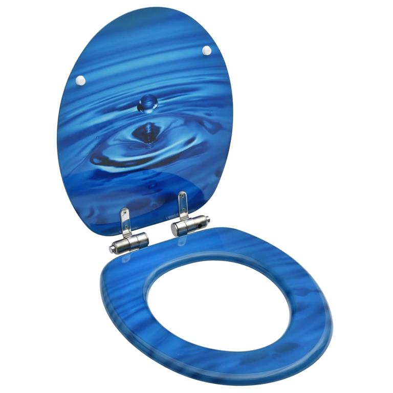 VidaXL Toiletbril met soft-close deksel waterdruppel MDF blauw