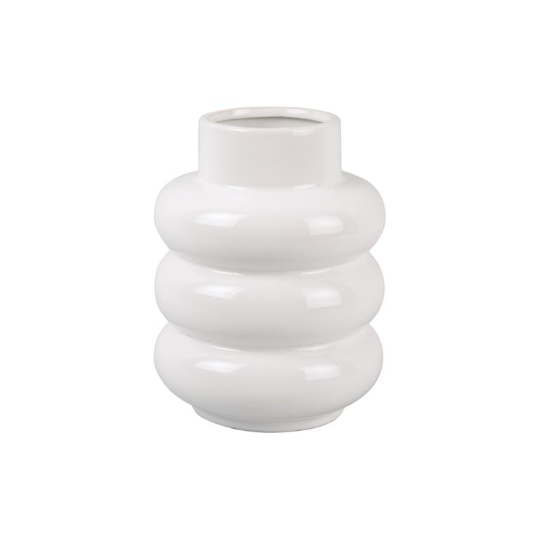 Present time Vase Bobbly Glazed ceramic medium white