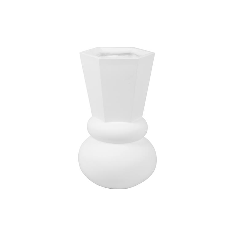 Present time Vase Geo Crown polyresin white