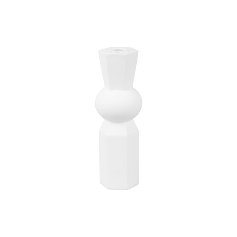 Present time Candle holder Geo King polyresin white
