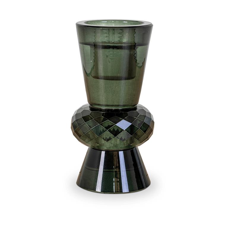 Artichok Bay glazen kandelaar groen 6 x 12 cm