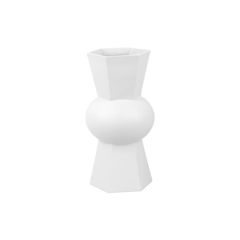 Present time Vase Geo Count polyresin white