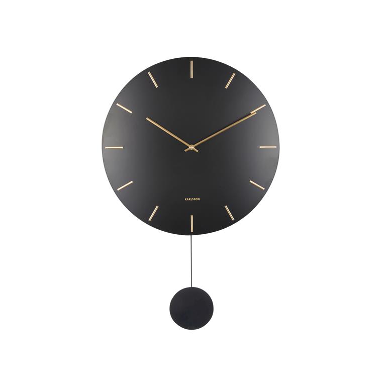 Karlsson Wall clock Impressive pendulum black w. gold