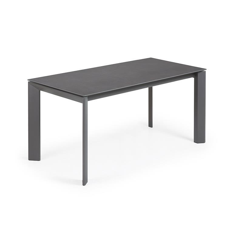 Kave Home Axis uitschuifbare tafel van porselein met antraciet stalen poten 160 (220) cm (mtk0116)