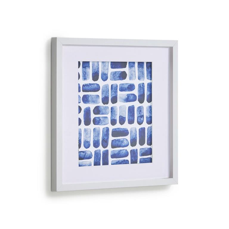Kave Home Kunstwerk Kuma met blauwe rechthoeken 40 x 40 cm