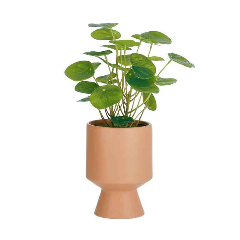 Kave Home Kunstplant Bailey met roze keramische plantenbak 21 6 cm