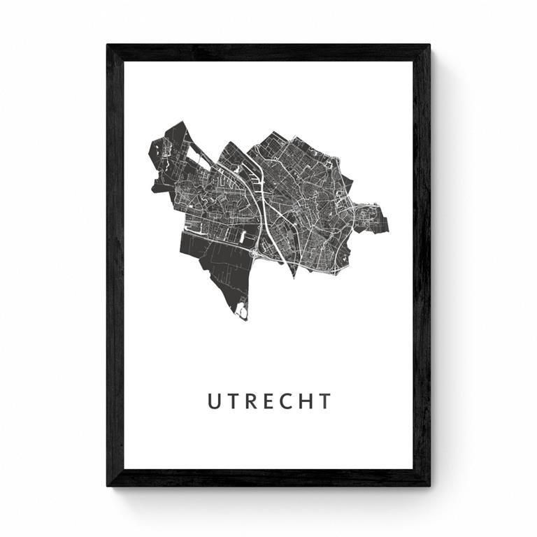 Kunst in Kaart Utrecht Stadskaart Ingelijst A3