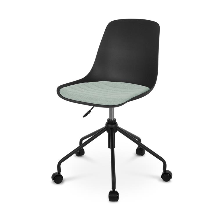 Nolon Nout bureaustoel zwart met zacht groen zitkussen zwart