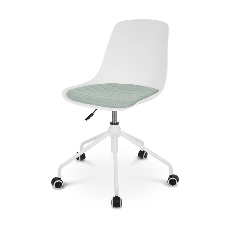 Nolon Nout bureaustoel wit met zacht groen zitkussen wit onderstel