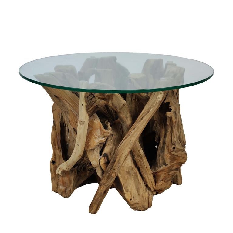 Dijk Natural Collections Table root with glass 60x38cm Natuurlijk