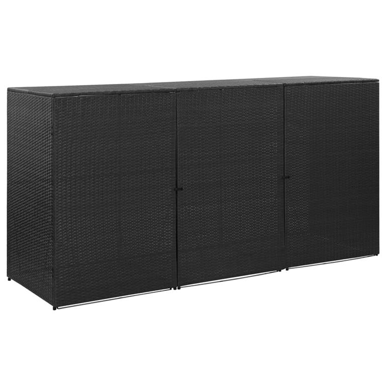 VidaXL Containerberging driedubbel 229x78x120 cm poly rattan zwart