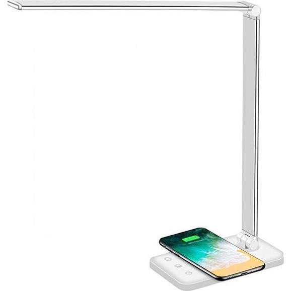 Parya LED Bureaulamp Draadloos Opladen Voor Telefoon Opvouwbaar Wit