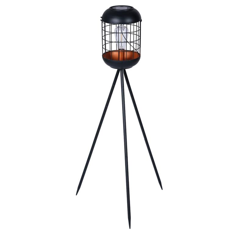 Luxform Tuinlamp op statief Lighthouse solar LED koperkleurig en zwart