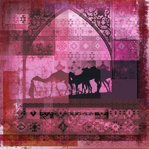 Safaary Arabische schilderij Camels Roze