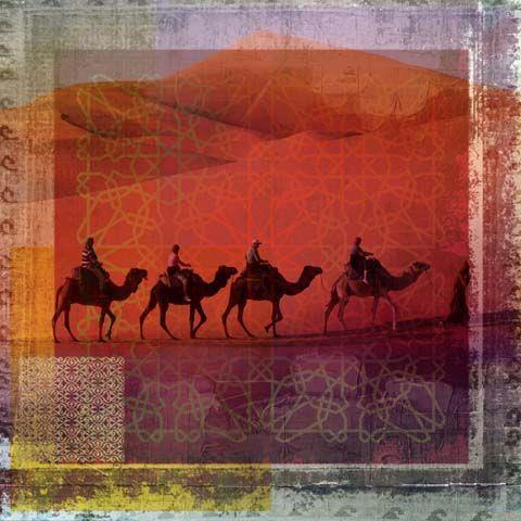 Safaary Arabische schilderij Herd Of Camels Oranje