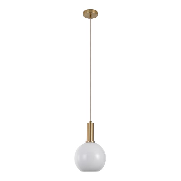 Duverger Faberge Hanglamp rond wit glas koper 1 lichtpunt