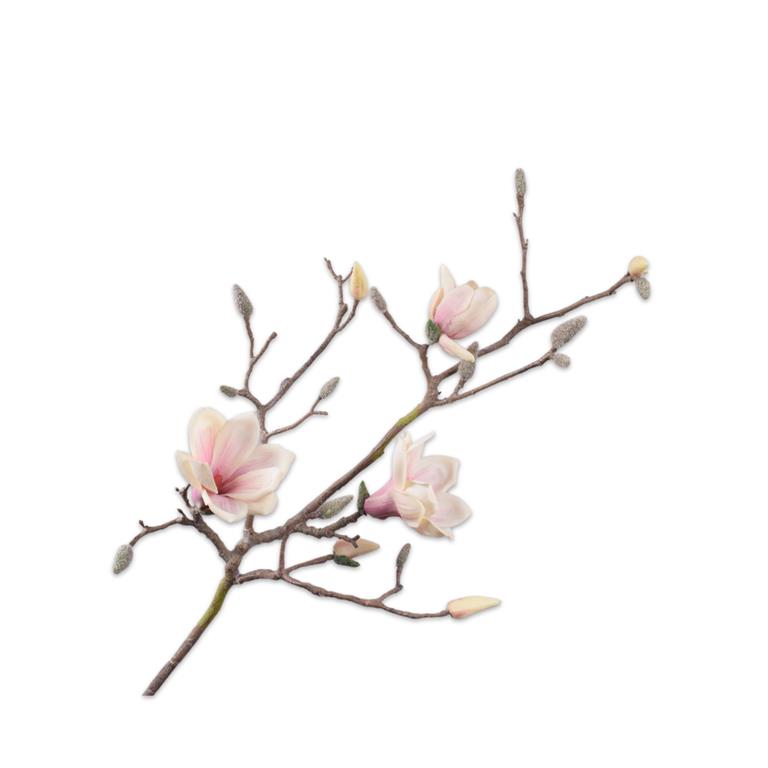 Silk-ka Zijden Bloem-Kunst Bloem Magnoliatak Crème Lengte 108 cm