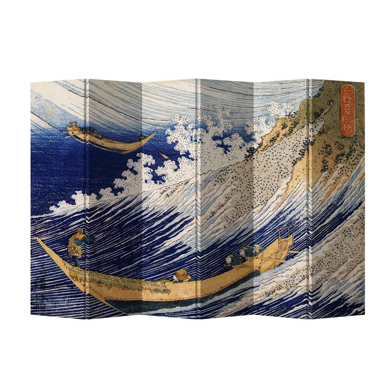 Fine Asianliving Japans Kamerscherm Scheidingswand B240xH180cm 6 Panel Ocean Waves Hokusai