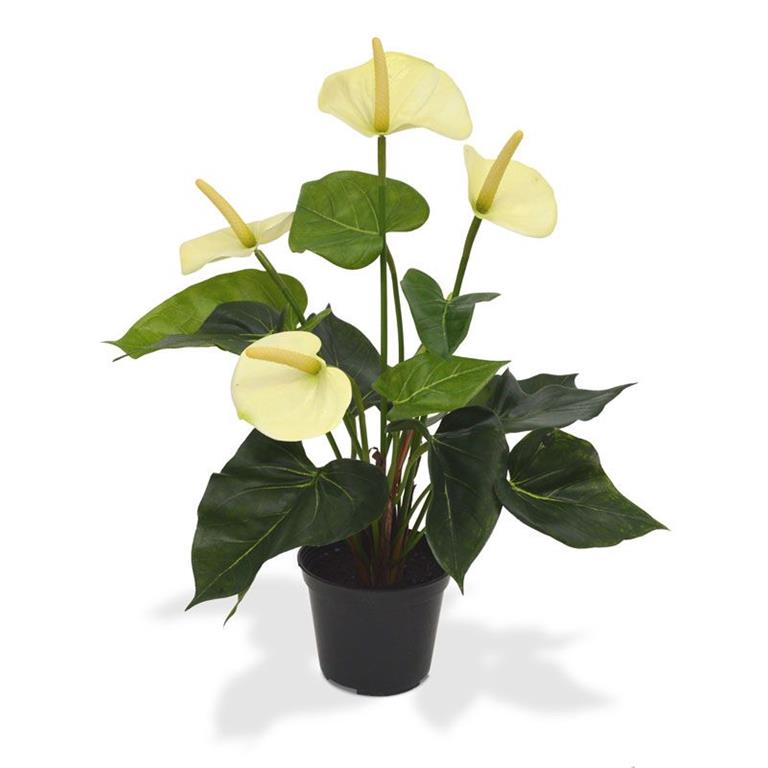 Maxi Fleur kunstplanten Anthurium kunstplant 40cm crème in 10cm kweekpot