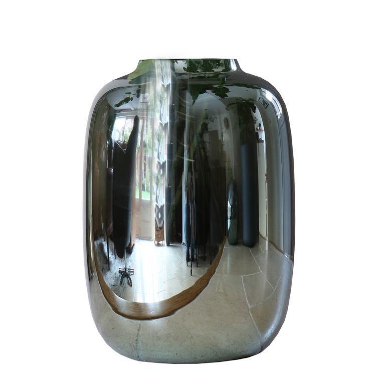 Vase The World G91-0410-1-55 Artic S gloss grey Ø21 x H29 cm