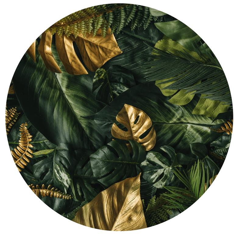 Seemly | Green Gold Leaves Muurcirkel