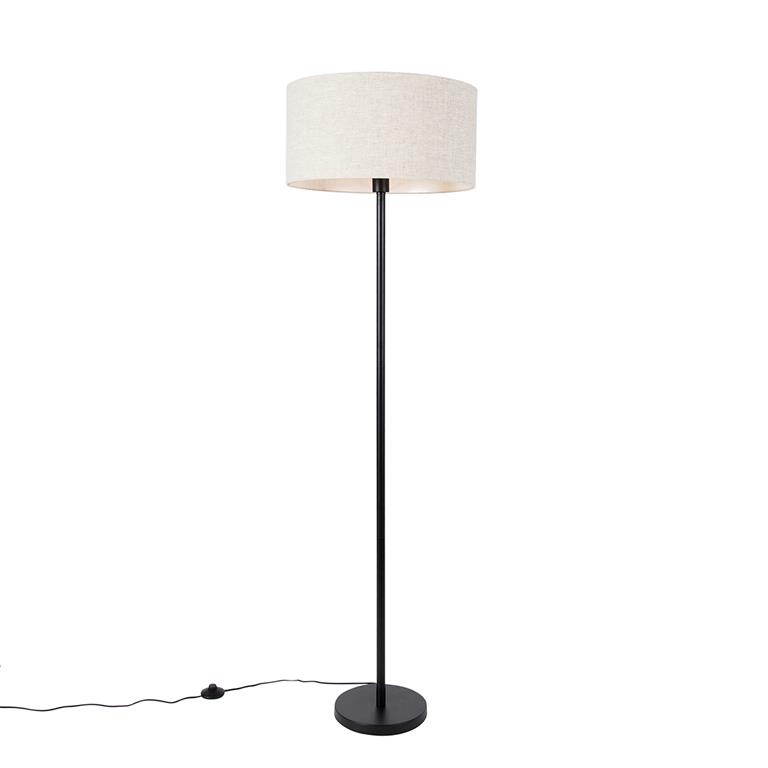 QAZQA Vloerlamp simplo stof Zwart Modern D 50cm
