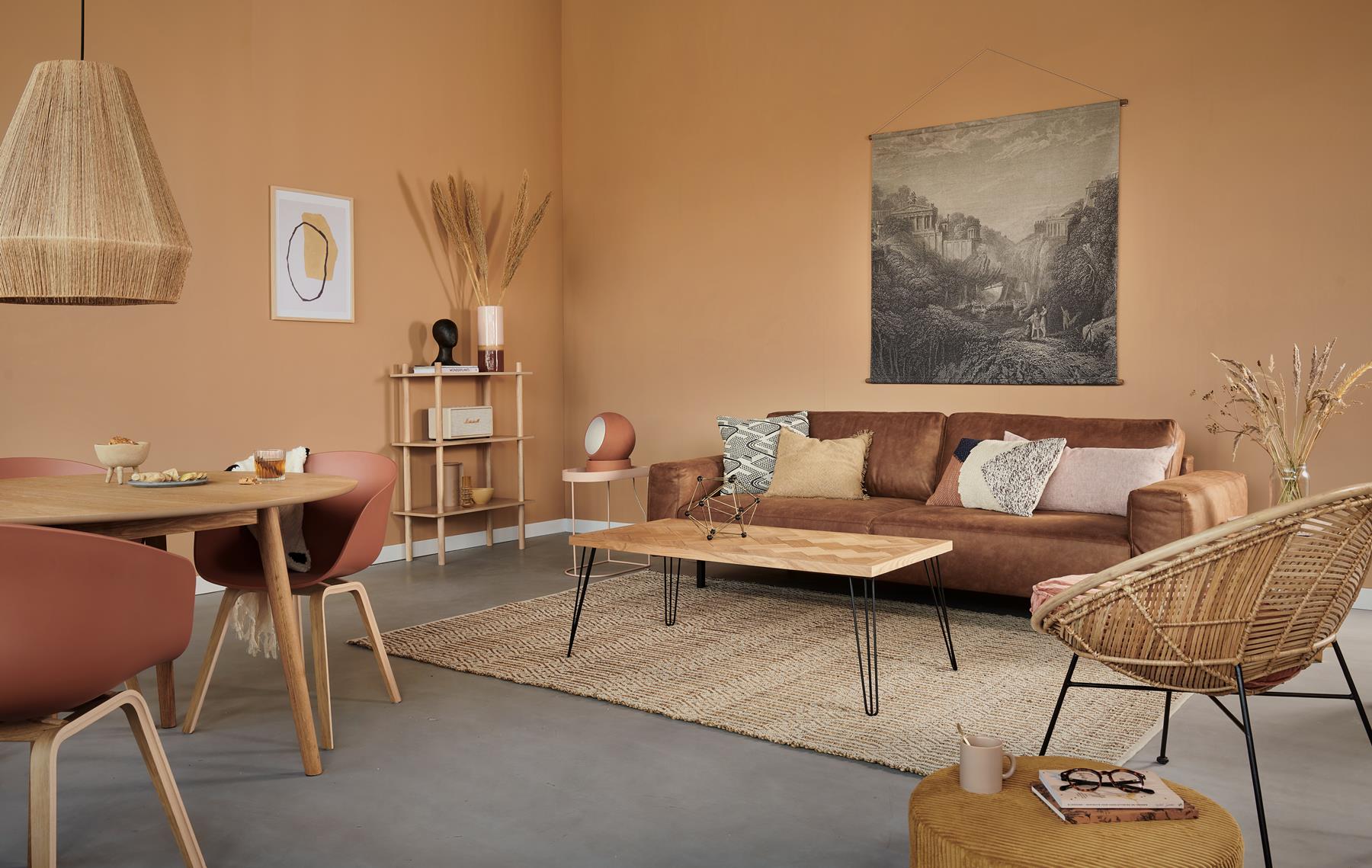 Shop de look woonkamer in trendkleur terracotta