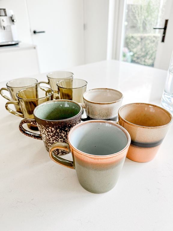 HKliving 70's Glassware Koffiekop 0,2 L - Set van 4