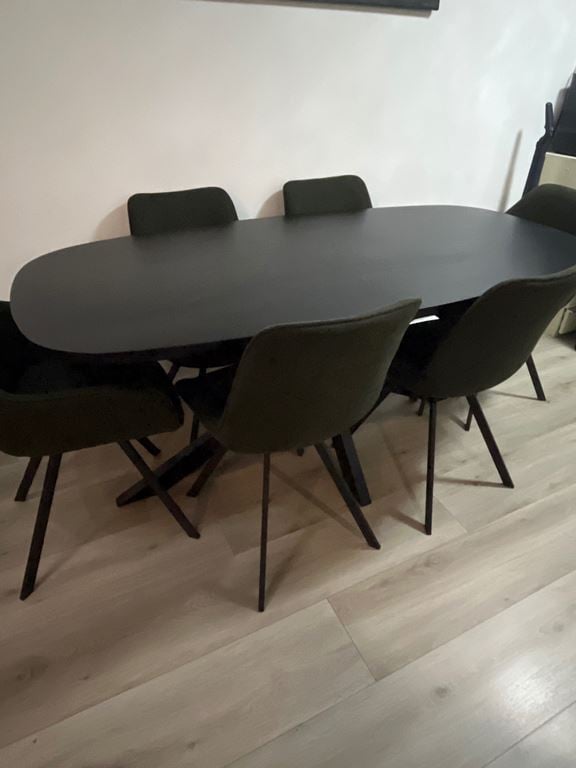 Livingfurn - Eetkamertafel Jesper Danish Oval Black 180cm - Mangohout
