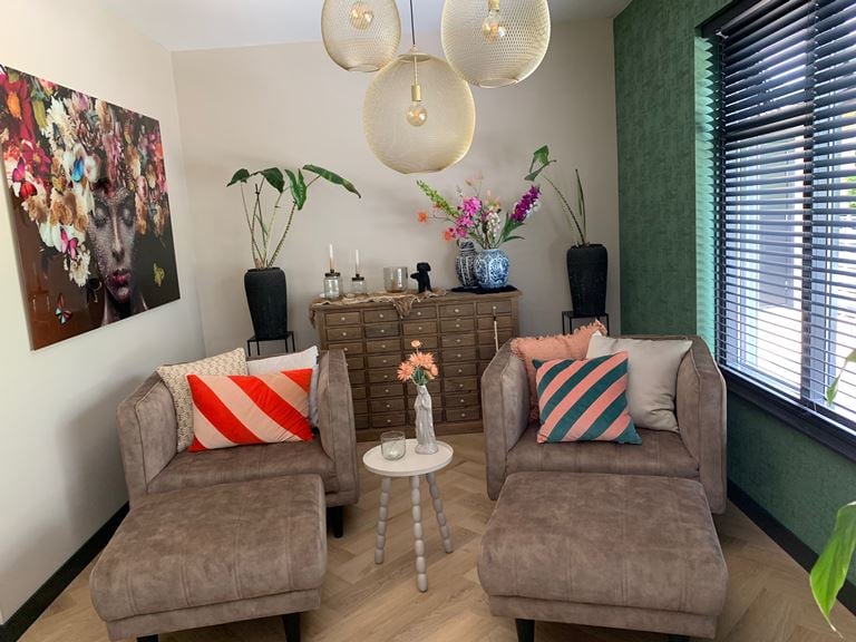 HKliving Striped Velvet Sierkussen 40 x 60 cm - Rood/Roze