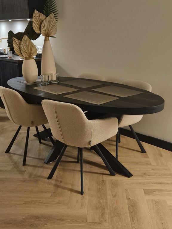 WOOOD Juno Eetkamerstoel - Boucle - Zand - 79x58x58