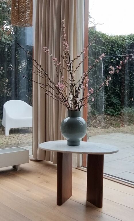 by fonQ Serenity Bijzettafel Marmer en Acaciahout - Wit