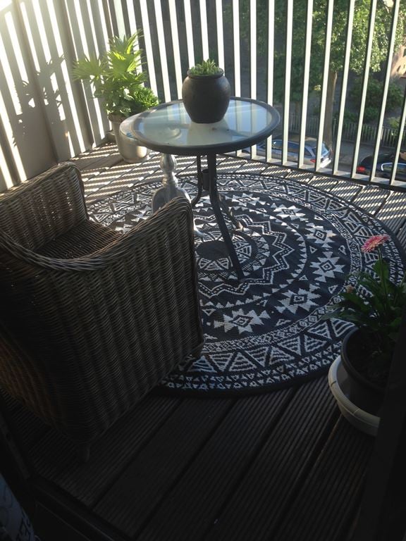 Esschert Design Buitenkleed 180 cm zwart en wit OC18