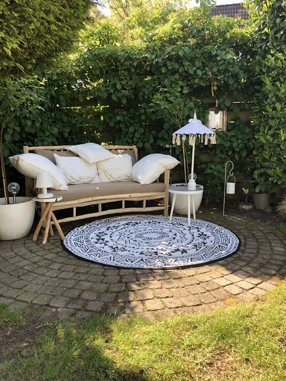 Esschert Design Buitenkleed 180 cm zwart en wit OC18