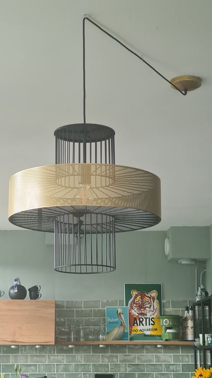 QAZQA Design hanglamp goud met zwart 50 cm - Tess