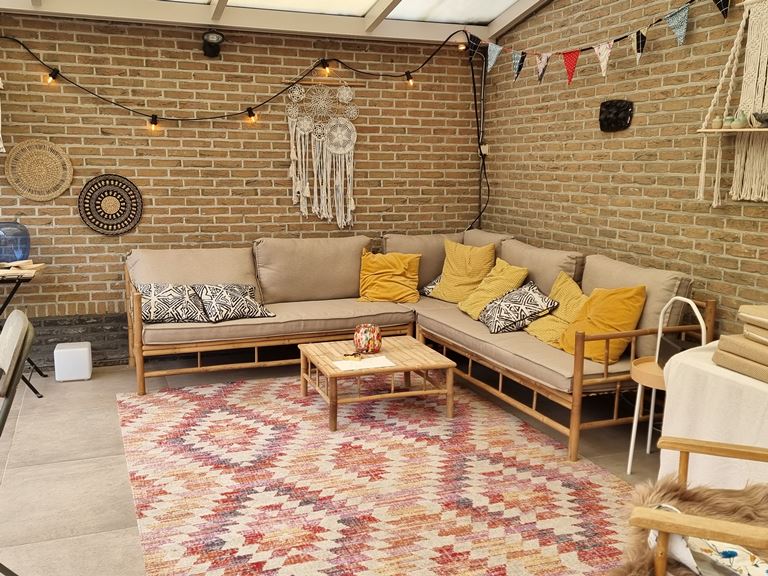Exotan Bamboo Hoek Loungeset Loungebank + Koffietafel Inclusief
