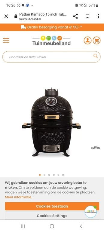 Patton Kamado Grill Table Chef Classic 15" Keramische Barbecue Ø 53 cm