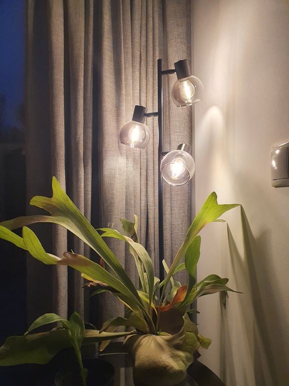 QAZQA Art Deco vloerlamp zwart 3-lichts met smoke glas - Vidro