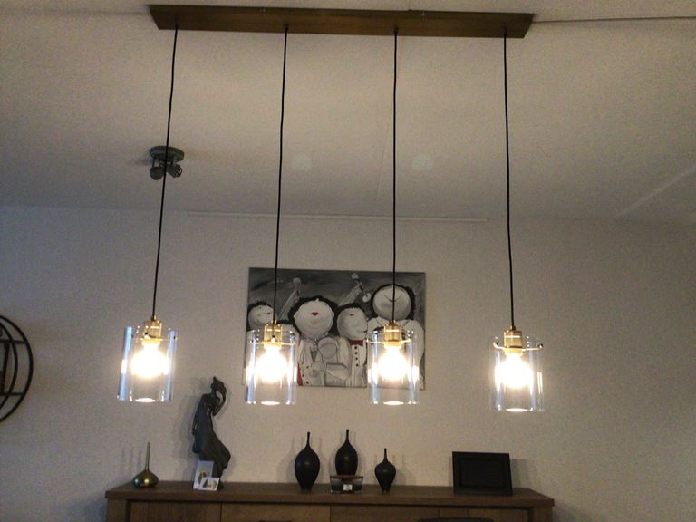 QAZQA Scandinavische hanglamp brons met glas 4-lichts - Dome