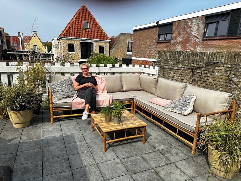 Exotan Bamboo Hoek Loungeset Loungebank + Koffietafel Inclusief