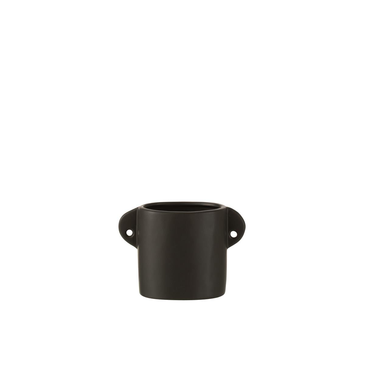 DE BESTE J-LINE BLOEMPOT RENAISSANCE - KERAMIEK - ZWART - Ø 8.50 CM - 2 STUKS