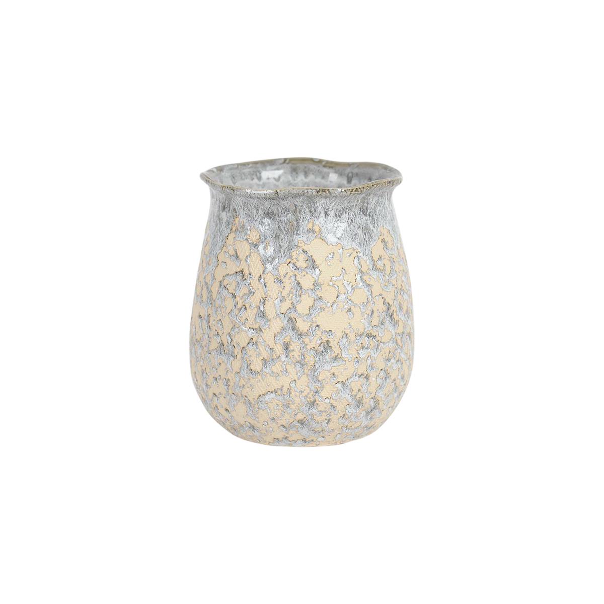 DE BESTE RASTELI BLOEMPOT-SIERPOT GRIJS-BEIGE D 23 CM H 26.5 CM