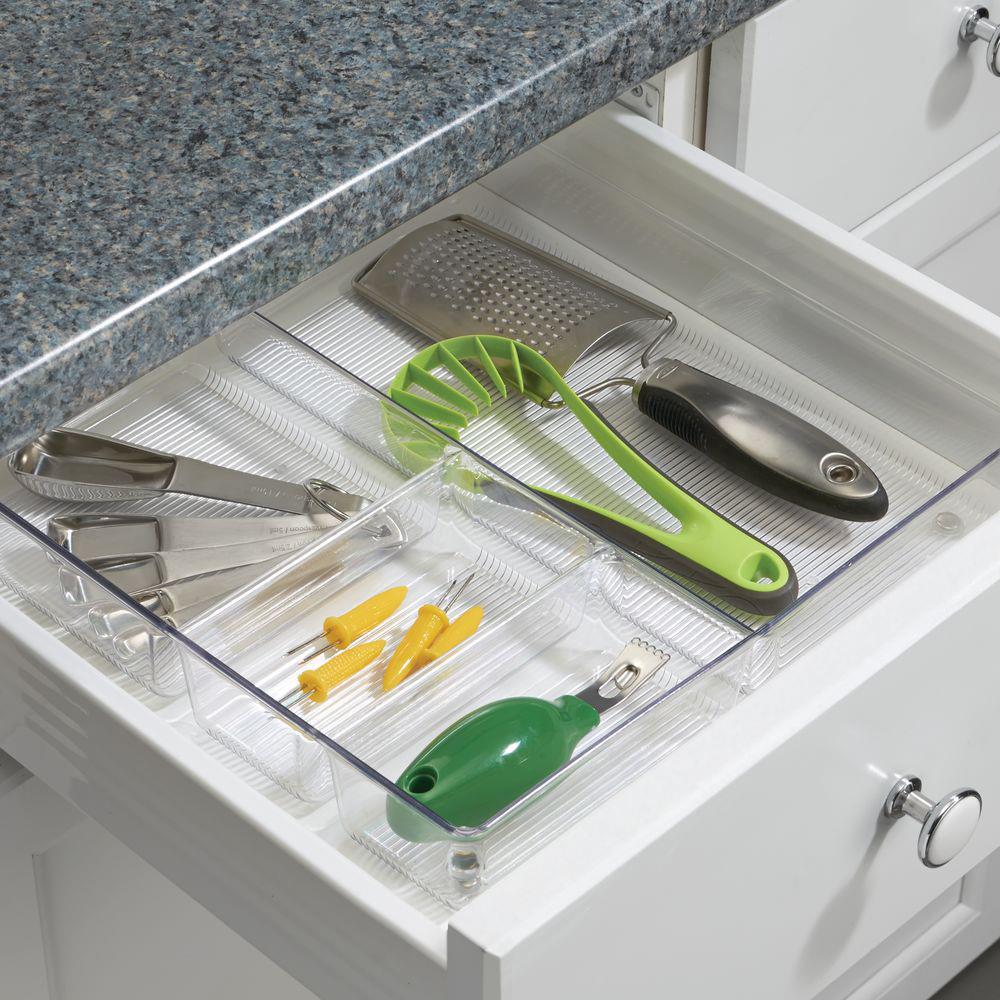 iDESIGN Linus Shallow Drawer Organizer Clear 6x12x2